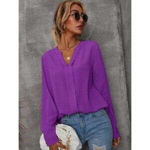 PARKER Purple Button Front 100% Silk Blouse Sz XS